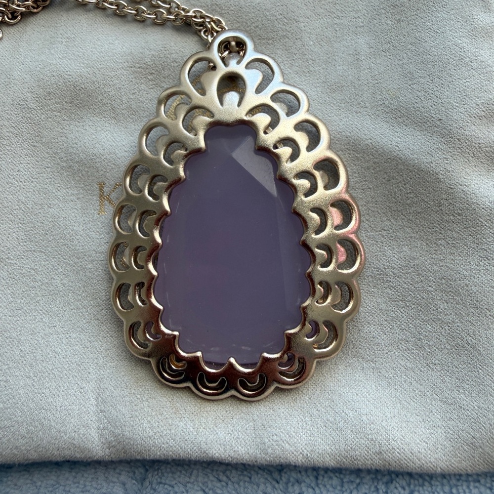 kendra scott Elegant Silver and Purple Pendant Necklace